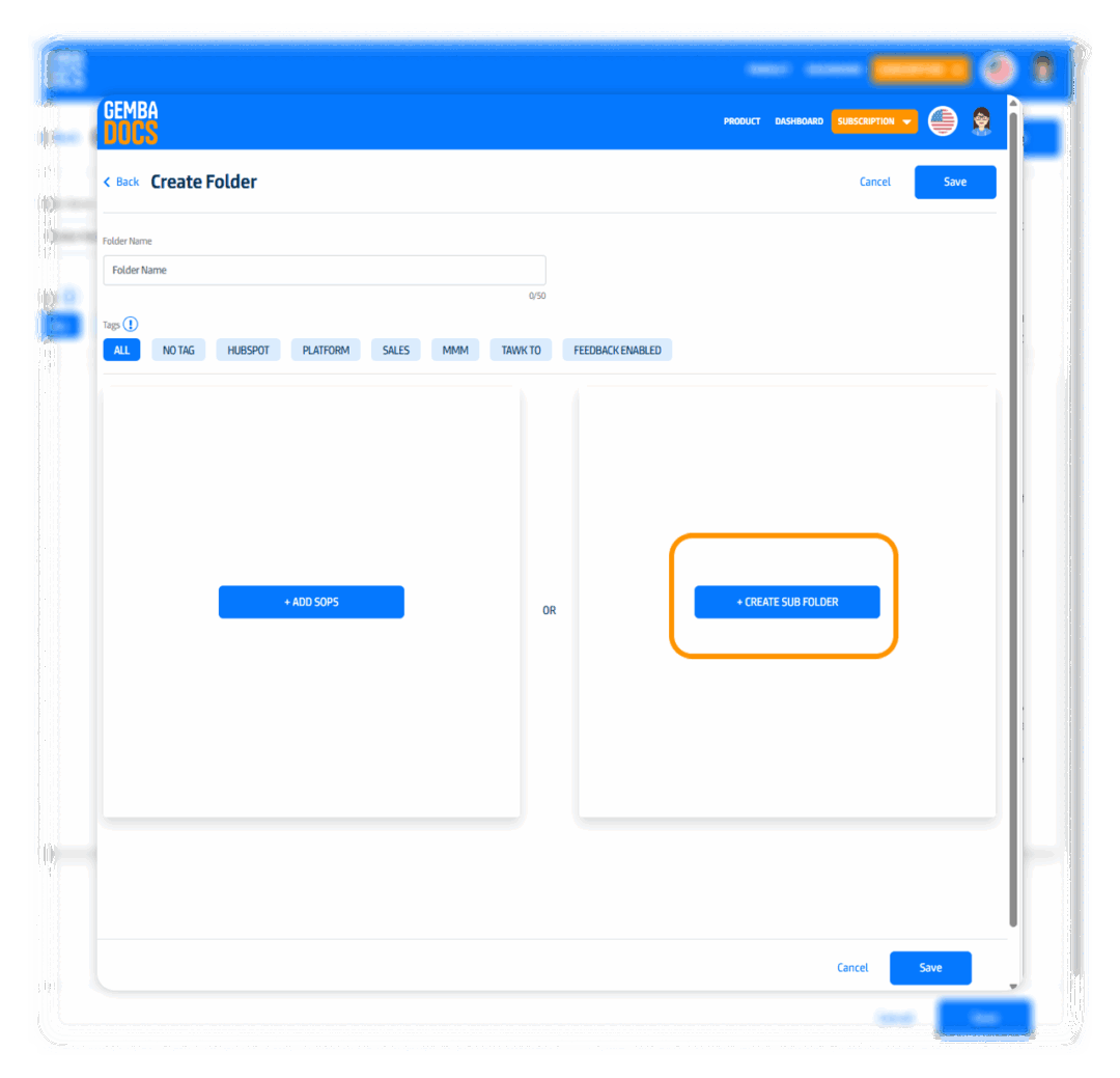 Folders and Sub Folder SOPS