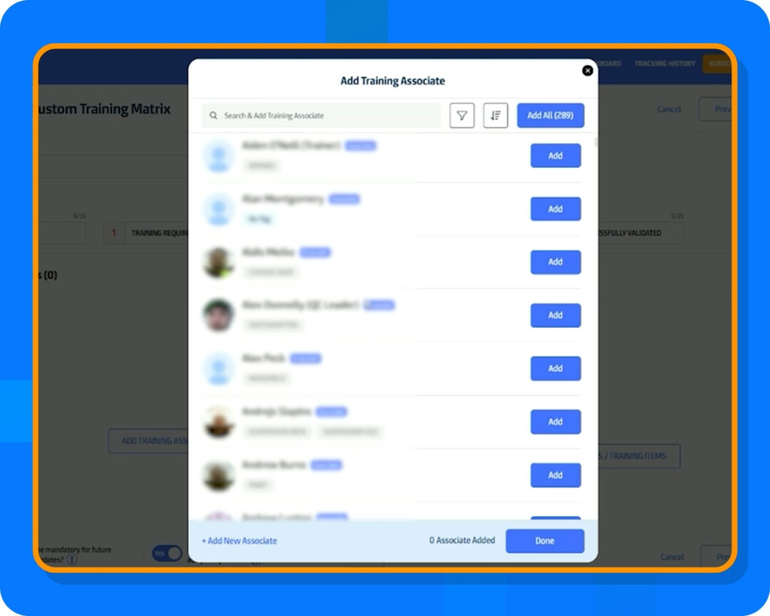 Step 3: Add Training Associates - Skills Matrix - How To - Step 3